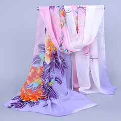 Chiffon Silk Scarf Print Scarf Retro Warm Shawl