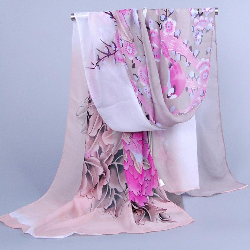 Chiffon Silk Scarf Print Scarf Retro Warm Shawl