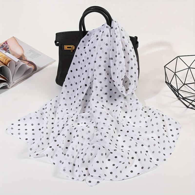 Polka Dot Print Chiffon Scarf Thin Shawl Breathable Gauze Head Wrap Women Boho