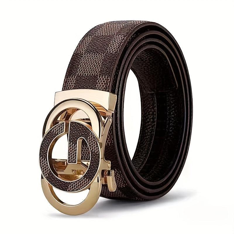 Men's Business Belt with Letter Buckle, Vintage Style