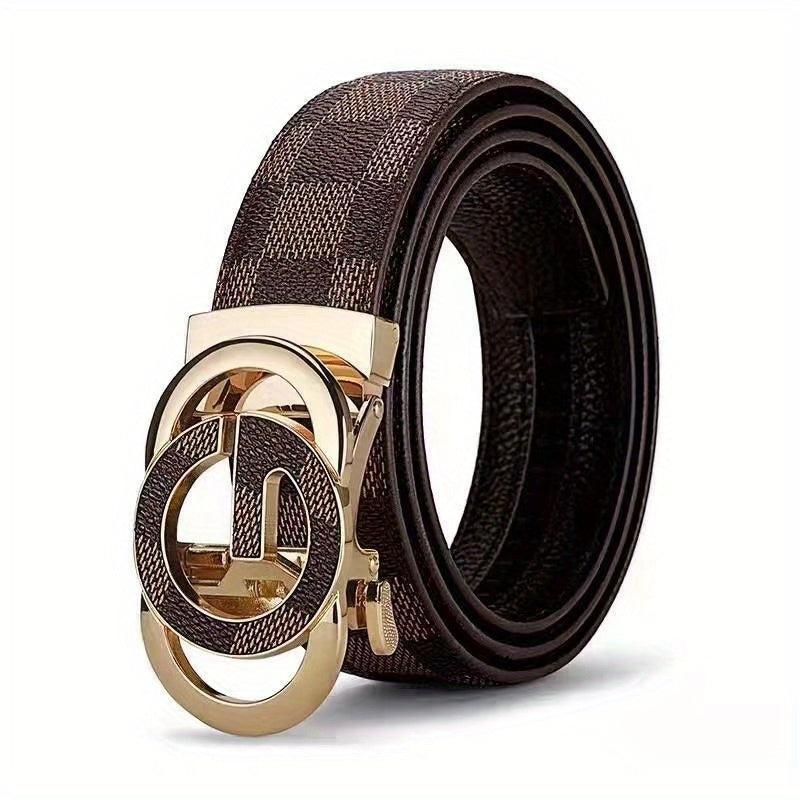 Men's Business Belt with Letter Buckle, Vintage Style