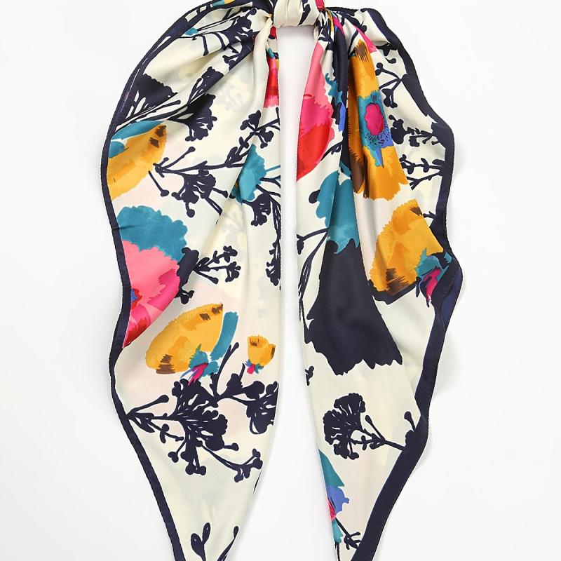 Women's Floral Silk Scarf Shawl Neck Wrap Headscarf Windproof Hair Accessory