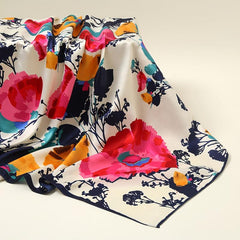 Women's Floral Silk Scarf Shawl Neck Wrap Headscarf Windproof Hair Accessory