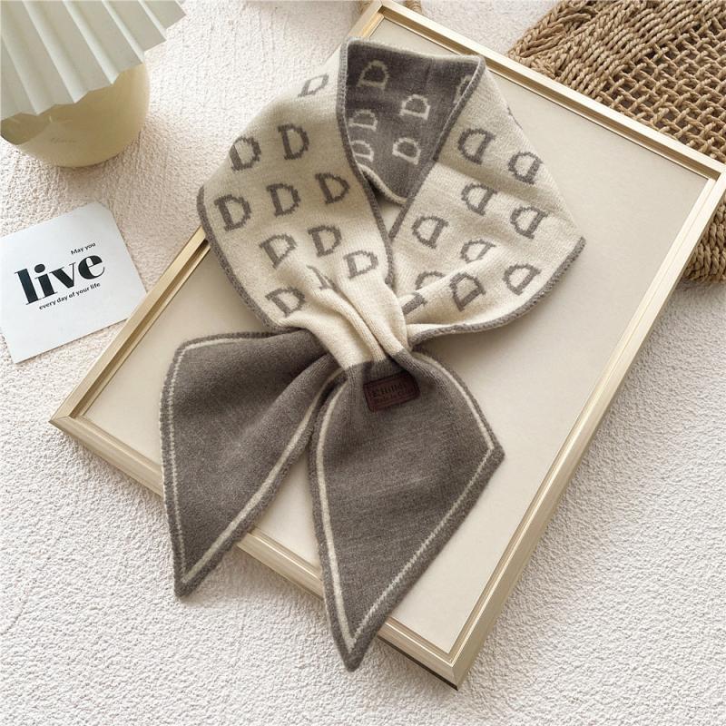 Knitted Letter D Neck Scarf Cold Weather Scarves For Women