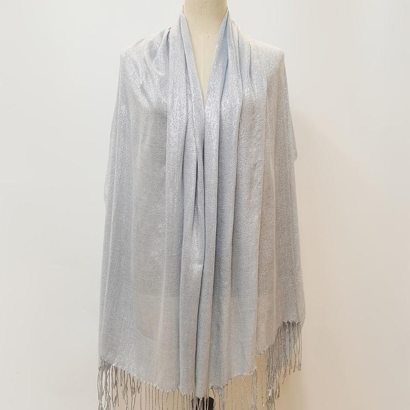 Silver Silk Tassel Scarf Casual Shawl Warm Wrap Women Outdoor Accessories