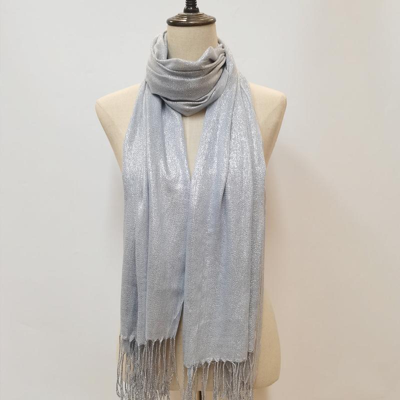 Silver Silk Tassel Scarf Casual Shawl Warm Wrap Women Outdoor Accessories