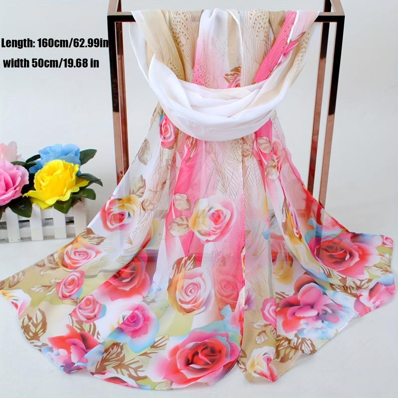 Peacock Floral Print Silk Scarf Wrap Casual Head Wrap Gift For Mother's