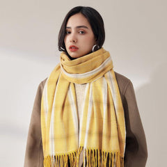 Cashmere Plaid Scarf Warm Checked Scarves For Women Soft Thick Shawls