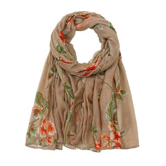 Printed Plants Floral Shawl Warm Yarn Scarf Head Wrap Sun Protection Beach