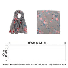 Printed Plants Floral Shawl Warm Yarn Scarf Head Wrap Sun Protection Beach
