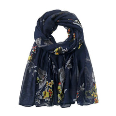 Printed Plants Floral Shawl Warm Yarn Scarf Head Wrap Sun Protection Beach