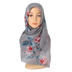 Printed Plants Floral Shawl Warm Yarn Scarf Head Wrap Sun Protection Beach
