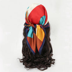 Square Silk Hair Wrapping Scarf Night Sleeping Bandanna
