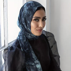 Tie Dye Chiffon Hijab Vintage Head Scarf Thin Shawl Turban