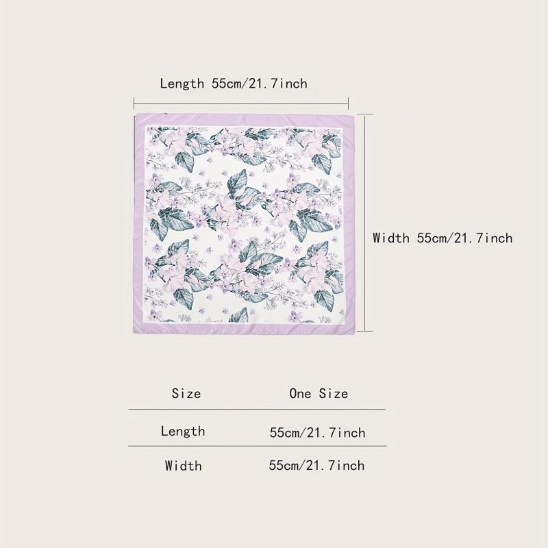 Leaf Print Light Purple Bandana Casual Square Scarf Neckerchief Women