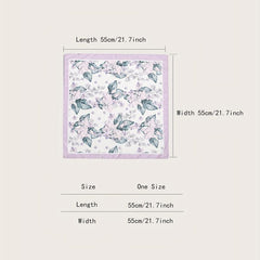 Leaf Print Light Purple Bandana Casual Square Scarf Neckerchief Women