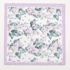 Leaf Print Light Purple Bandana Casual Square Scarf Neckerchief Women