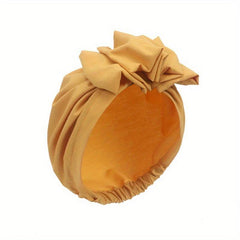 Vintage French Style Turban Cap Solid Pleated Headwrap Plate Flower Head Scarf