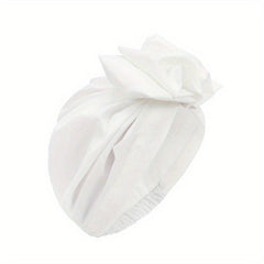 Vintage French Style Turban Cap Solid Pleated Headwrap Plate Flower Head Scarf