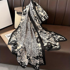 Chrysanthemum Print Large Silk Scarf
