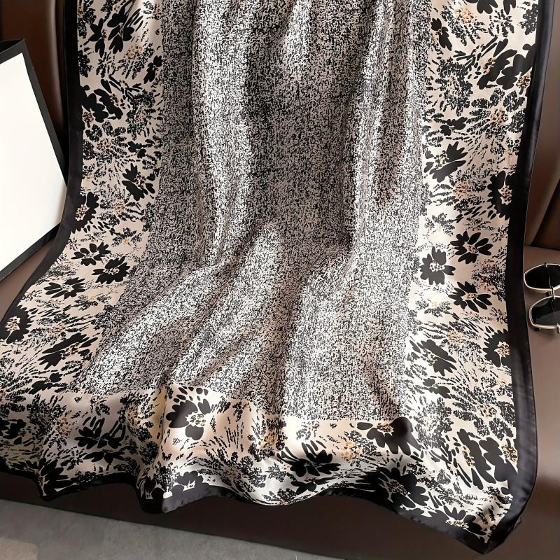 Chrysanthemum Print Large Silk Scarf