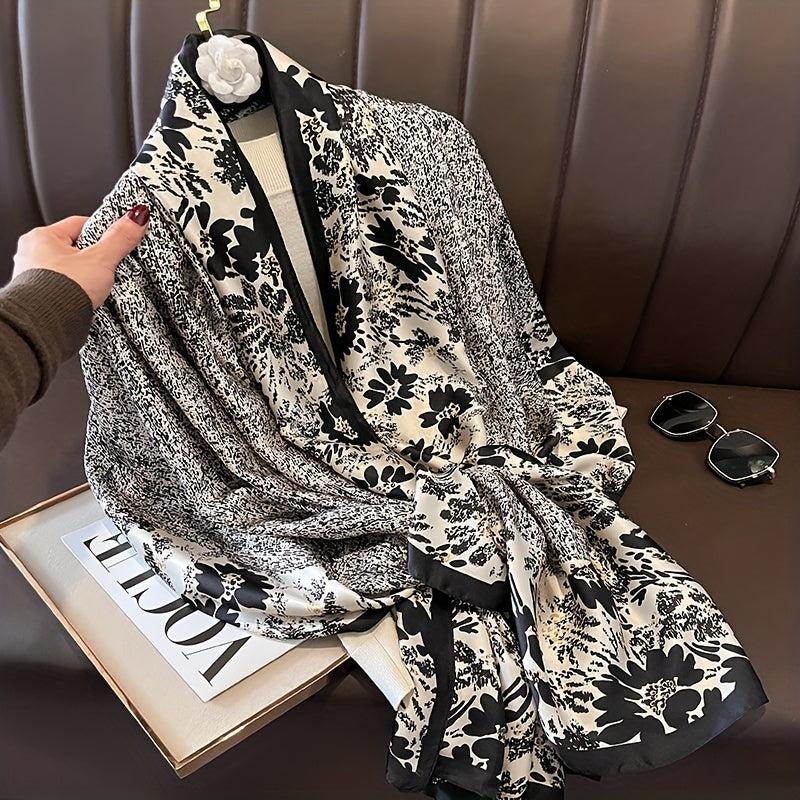 Chrysanthemum Print Large Silk Scarf