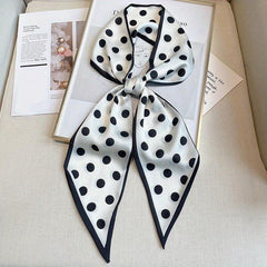 Polka Dot Print Twilly Scarf Long Ribbon Neck Tie Scarf