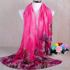 Coral Flower Silk Scarf Wrap for Daily Decoration