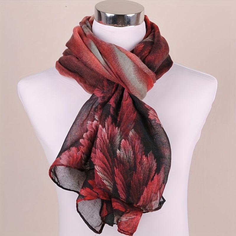 Coral Flower Silk Scarf Wrap for Daily Decoration