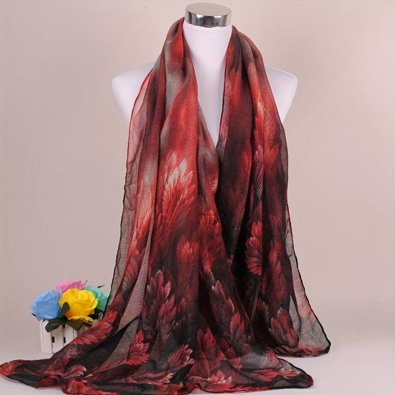 Coral Flower Silk Scarf Wrap for Daily Decoration