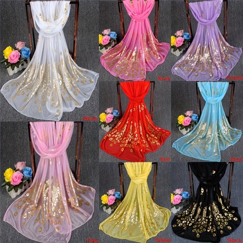 Peacock Chiffon Scarf Solid Shawl Hijab Windproof Head Wrap Sunscreen Travel