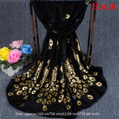 Peacock Chiffon Scarf Solid Shawl Hijab Windproof Head Wrap Sunscreen Travel