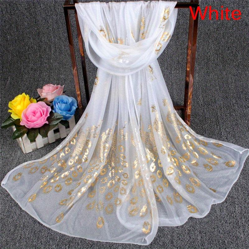 Peacock Chiffon Scarf Solid Shawl Hijab Windproof Head Wrap Sunscreen Travel