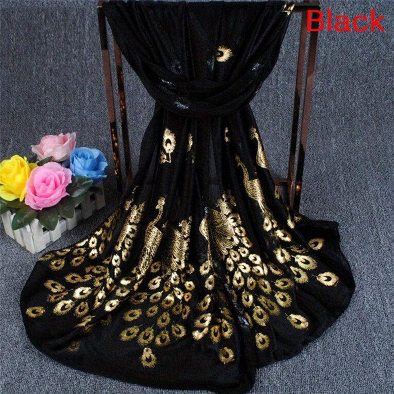 Peacock Chiffon Scarf Solid Shawl Hijab Windproof Head Wrap Sunscreen Travel