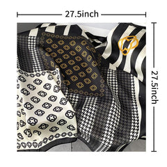 Geometric Print Silk Square Scarf Bandana Head Wrap