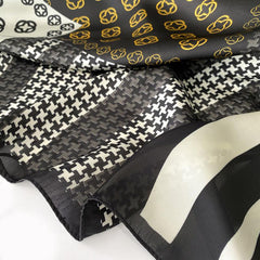 Geometric Print Silk Square Scarf Bandana Head Wrap