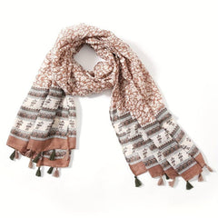 Boho Floral Print Tassel Scarf Block Shawl Hijab Sunscreen Towel