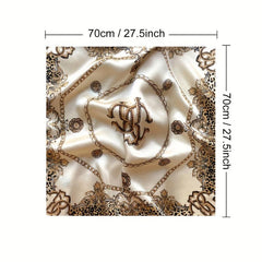 Leopard Print Square Scarf Brown Satin Bandana Women Head Wrap