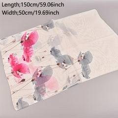 Ginkgo Leaf Print Chiffon Scarf Solid Thin Shawl Breathable Gauze Head Wrap
