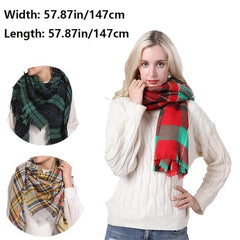 Colorful Big Plaid Scarf Women Lightweight Warm Fall Blanket Oversized Shawl