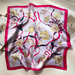 Flower Butterfly Print Silk Bandana Neckerchief