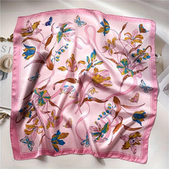 Flower Butterfly Print Silk Bandana Neckerchief