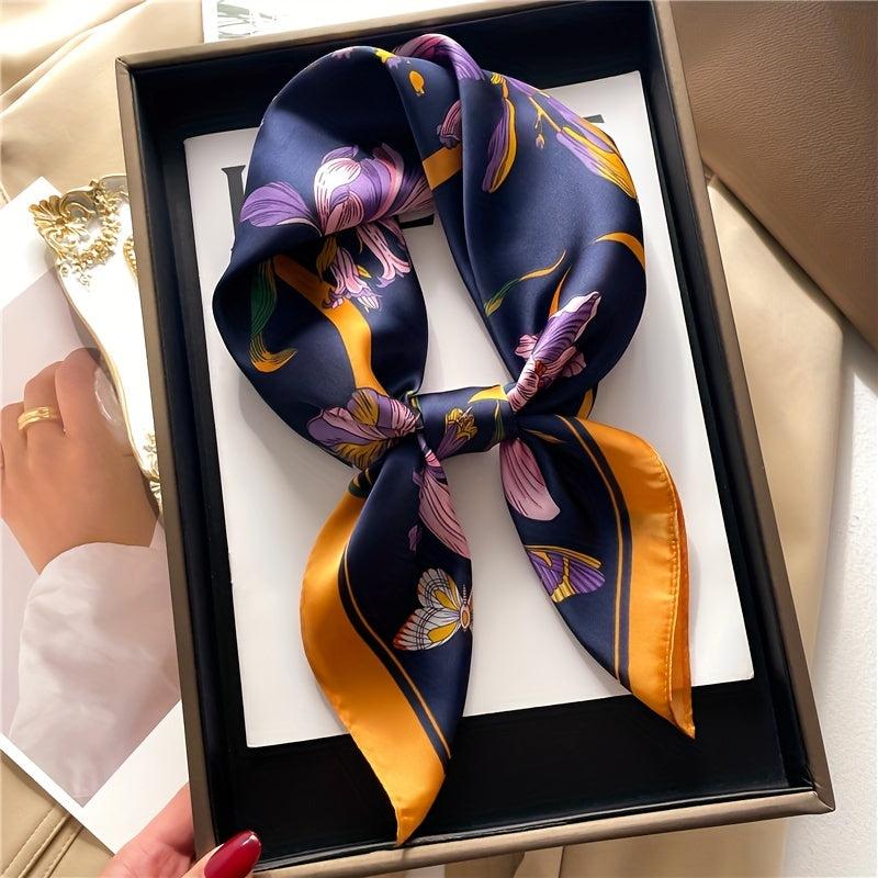 Flower Butterfly Print Silk Bandana Neckerchief