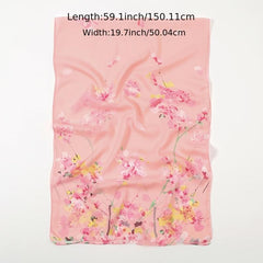 Chiffon Silk Scarf Print Retro Warm Shawl for Women
