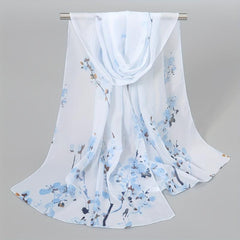 Chiffon Silk Scarf Print Retro Warm Shawl for Women