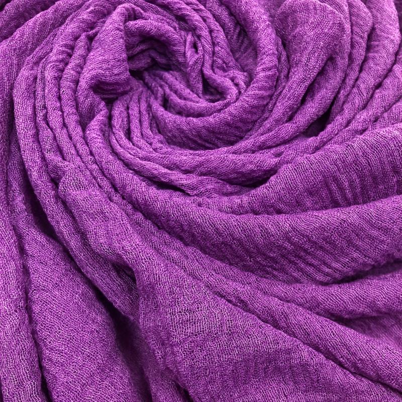 Purple Crinkle Scarf Frayed Edge Warm Shawl Women Head Wrap