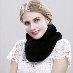Winter Fur Collar Scarf With Pom Soft Fluffy Solid Thermal Scarf