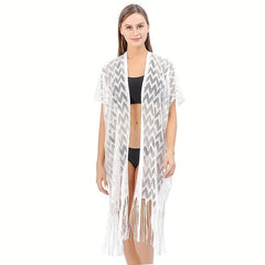 Geometric Tassel Shawl Solid Wraps Scarf Thin Cape Bikini Cover Up