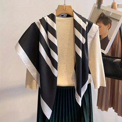 Striped Shawl Bandana Silk Satin Square Scarf Head Wrap