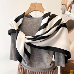 Striped Shawl Bandana Silk Satin Square Scarf Head Wrap